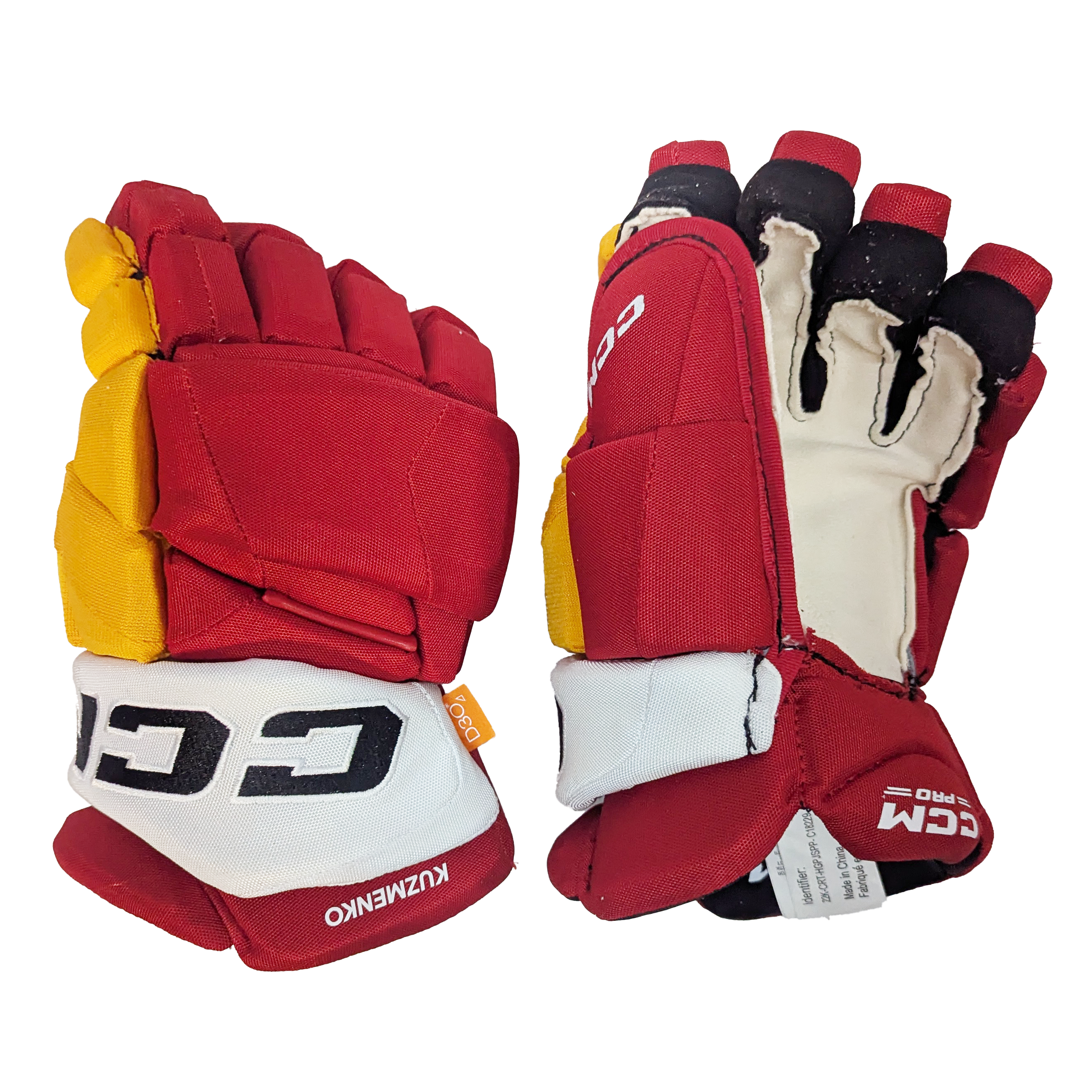 CCM HGJSPP - Gant NHL Pro Stock - Andrei Kuzmenko (Rouge/Jaune/Blanc)